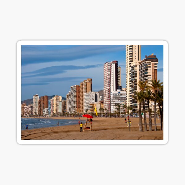 La playa de Levante de Benidorm Costa Blanca España Pegatina