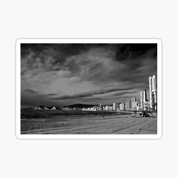 La playa de Levante de Benidorm Costa Blanca España Pegatina