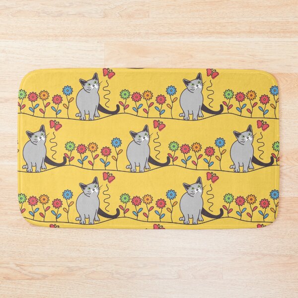Item preview, Russian Blue Cat and Flowers designed and sold by lulululupaint.