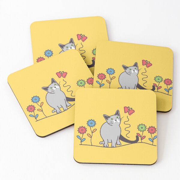 Item preview, Russian Blue Cat and Flowers designed and sold by lulululupaint.