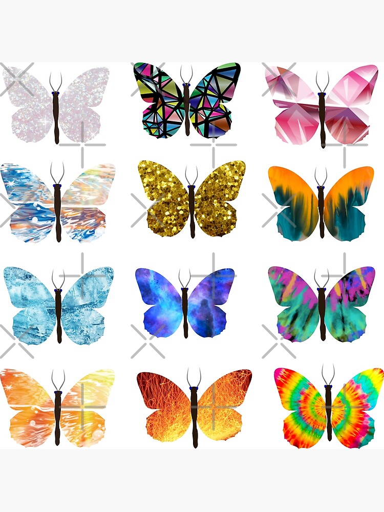 12 Butterfly Sticker Pack Poster For Sale By Hop2swing Redbubble 8702