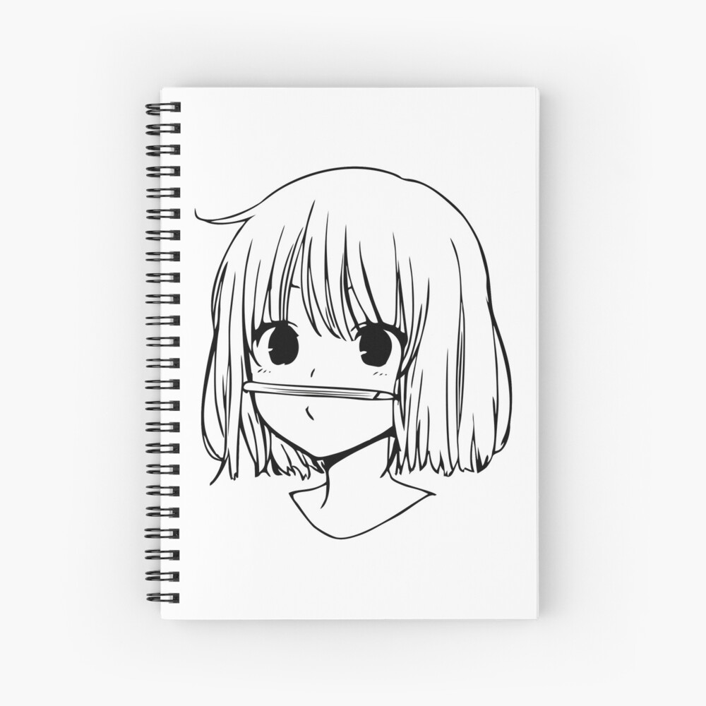 Cute anime girl playing with a pencil Spiral Notebook for Sale by Moon  Light