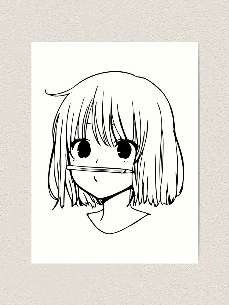 Cute anime girl sketch, black and white | Stable Diffusion