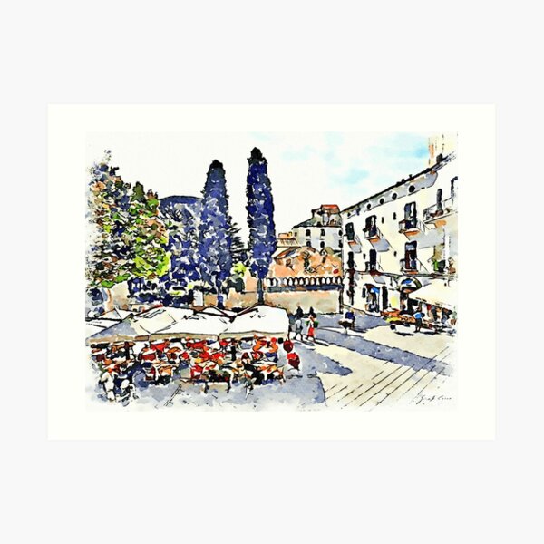 Ravello: restaurant in the square Art Print