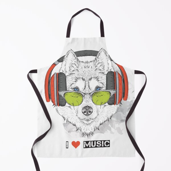 Artikelvorschau, Husky mit Kopfhörern, ich liebe Musik entworfen und verkauft von shinoshop.