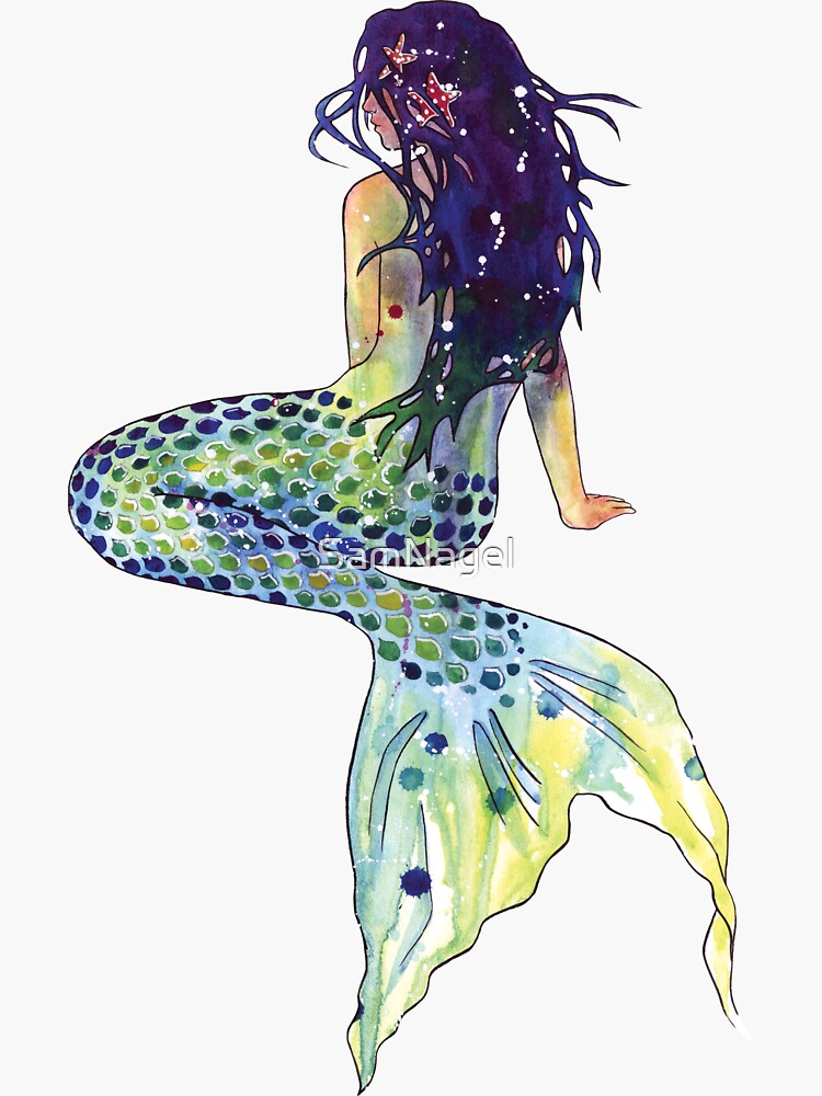 Thumbnail 3 of 3, Sticker, Mermaid designed and sold by SamNagel.