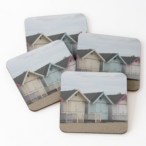 Item preview, West Mersea Beach huts seaside landscape in pastel colours  designed and sold by Emma  Amies.