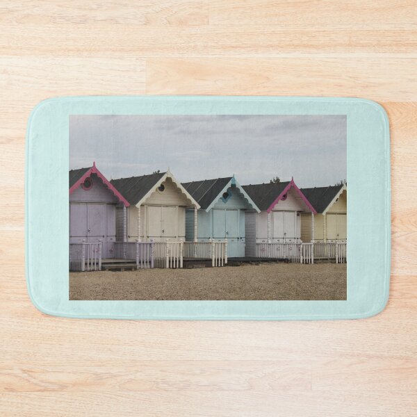 Item preview, West Mersea Beach huts seaside landscape in pastel colours  designed and sold by Emma  Amies.