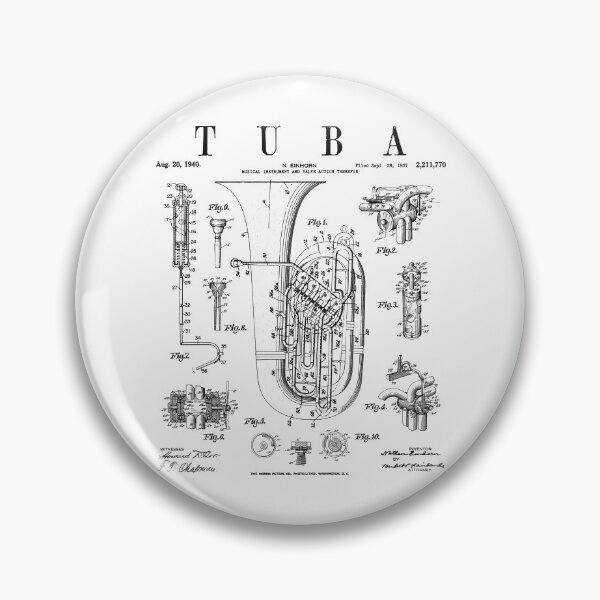Item preview, Tuba Vintage Patent Tubaist Tubist Drawing Print designed and sold by GrandeDuc.