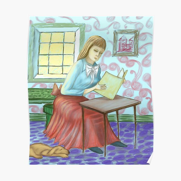 Girl Reading Book - Impression Poster