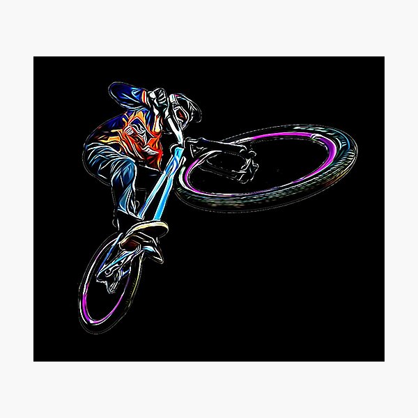 A cool grafitti BMX freestyle with paint splatters Photographic Print