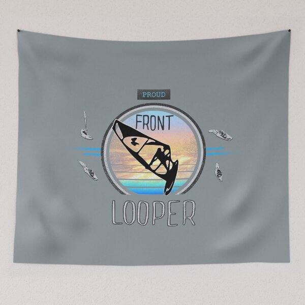 Item preview, Proud Front Looper Windsurf Jump at Sunset over Ocean Waves designed and sold by frenchsalsa.