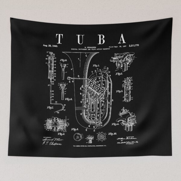 Item preview, Tuba Vintage Patent Tubaist Tubist Drawing Print designed and sold by GrandeDuc.