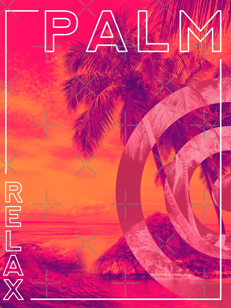 Thumbnail 7 of 7, Essential T-Shirt, Palm inverse style - beach, relax - pink sunset at sea designed and sold by Butterfly-Dream.