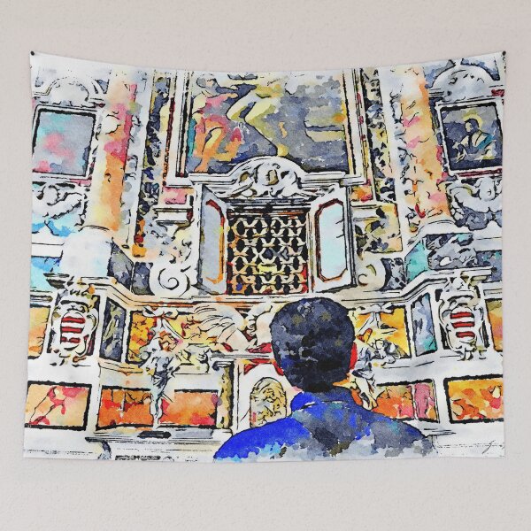 Item preview, Ravello: man in church in front of the saint's relics designed and sold by Giuseppe Cocco.