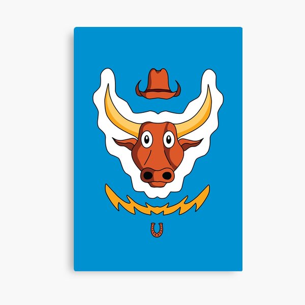 Cute Adorable Cartoon Bull, Farm Animal Canvas Print