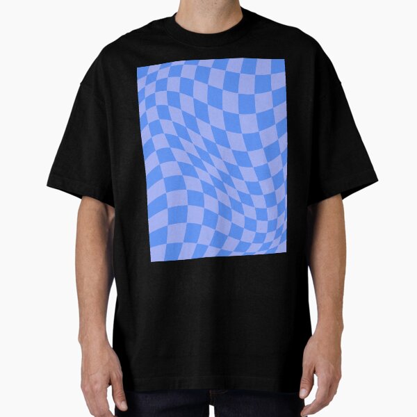 Warped Check Bright Blue Oversized T-Shirt