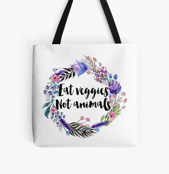 Eat Veggies Not Animals All Over Print Tote Bag
