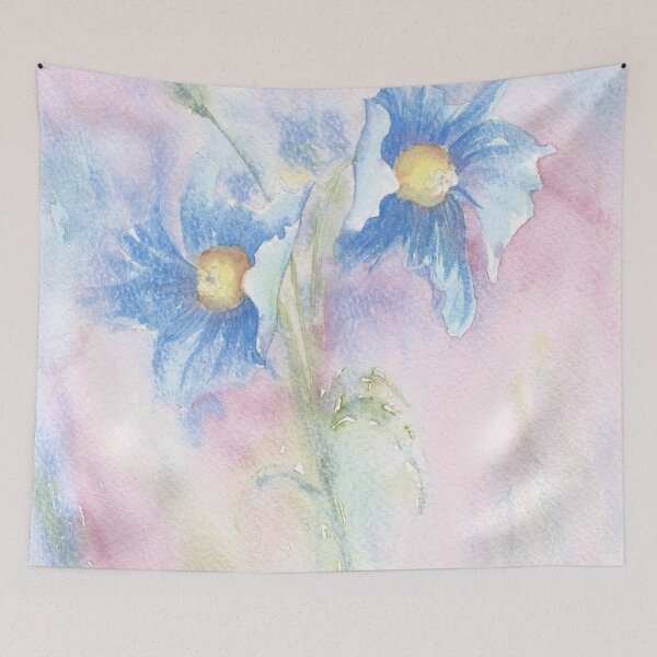 Item preview, Two Blue Poppies - watercolour designed and sold by jayne gaze.