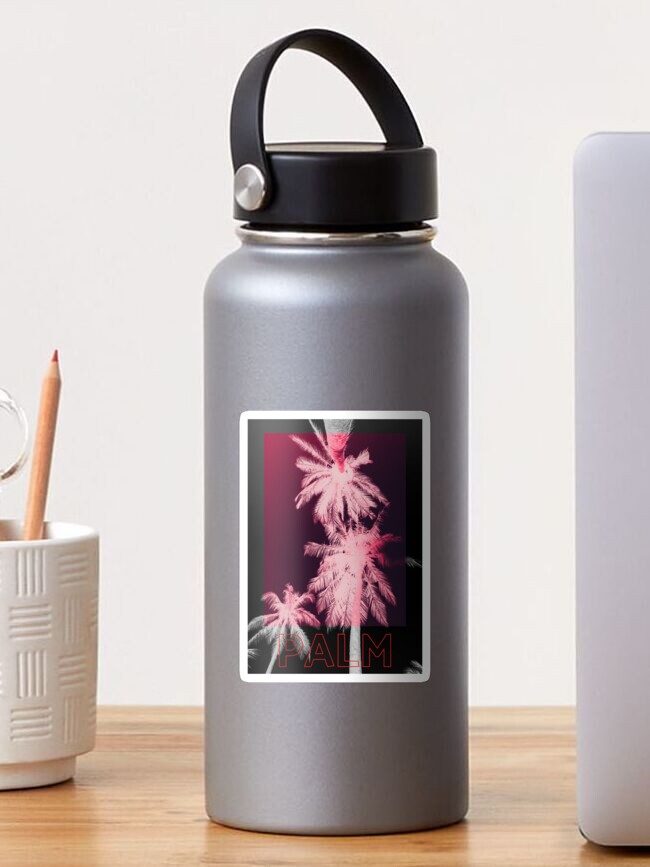 Thumbnail 1 of 3, Sticker, Inverse pink palm trees - modern style - black and white designed and sold by Butterfly-Dream.