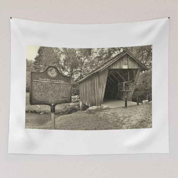 Item preview, Stovall Mill Covered Bridge Black And White designed and sold by LisaWootenPhoto.