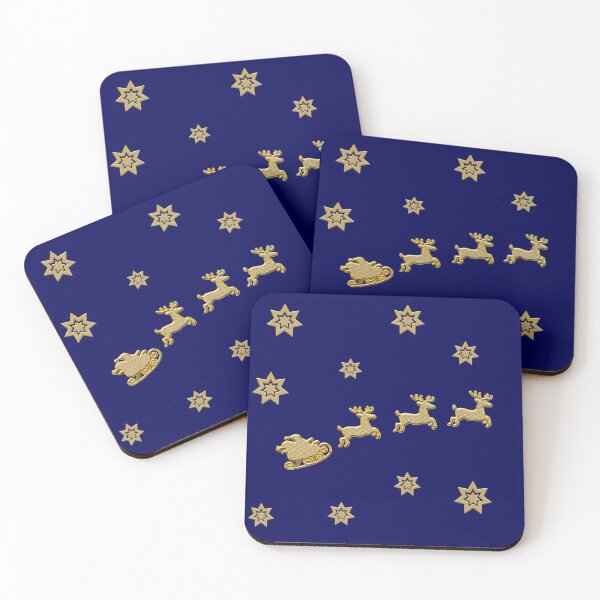 Item preview, Golden Christmas Sledge and Snowflakes Merry Christmas blue designed and sold by oxoxoxo.