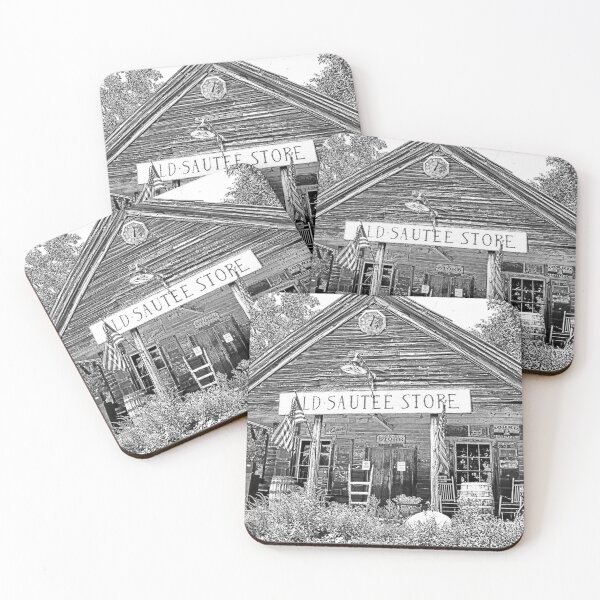 Item preview, Old Glory Waving  At The Old Sautee Store Black And White designed and sold by LisaWootenPhoto.