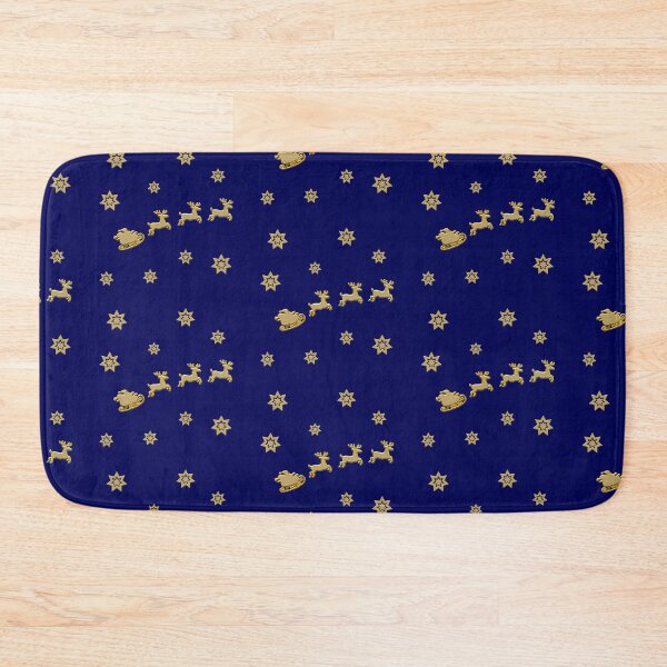 Item preview, Golden Christmas Sledge and Stars Merry Christmas Pattern blue designed and sold by oxoxoxo.