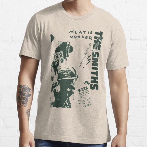 Mens VEGAN T-Shirt The Smiths MEAT IS MURDER Army Helmet British English