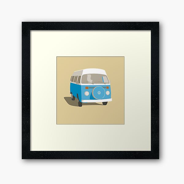 Campervan bright blue Framed Art Print