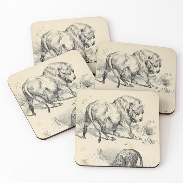 Item preview, Lion and Leopard vintage illustration designed and sold by Vintage Designs +.