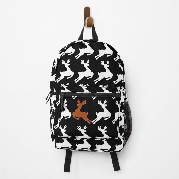 Item preview, Winter Deer cute Christmas pattern with white and brown deer on black background. designed and sold by milkasweet.