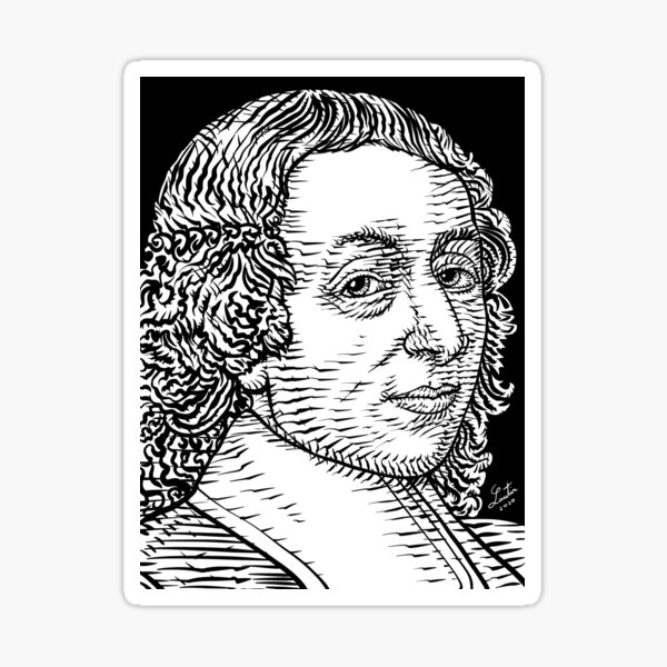 BLAISE PASCAL ink portrait Sticker