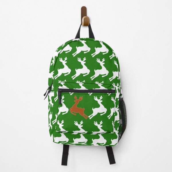 Item preview, Winter Deer cute Christmas pattern with white and brown deer on green background. designed and sold by milkasweet.