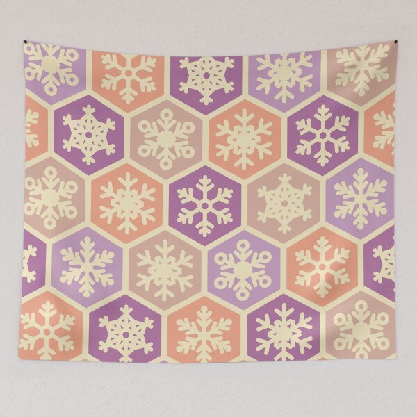 Item preview, Retro Orange Lavender Nordic Snowflake Pattern designed and sold by IamTrending.