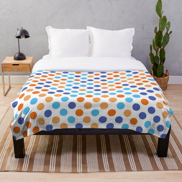 Item preview, Preppy 1980s Retro Blue  Orange Turquoise Polka Dots designed and sold by IamTrending.