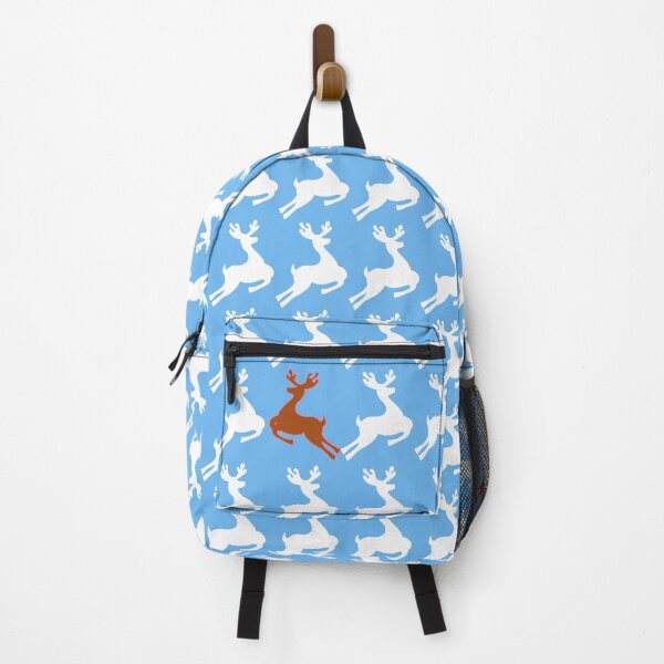 Item preview, Winter Deer cute Christmas pattern with white and brown deer on blue background. designed and sold by milkasweet.
