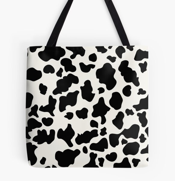 fluffy cow print tote bag