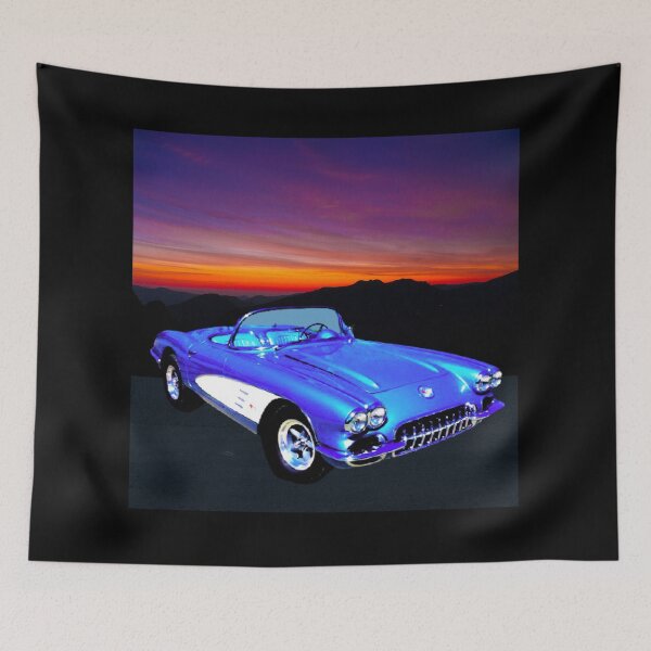 Artikelvorschau, Klassischer Sportwagen Muscle Car Beach Sonnenuntergang entworfen und verkauft von MuscleCarTs.