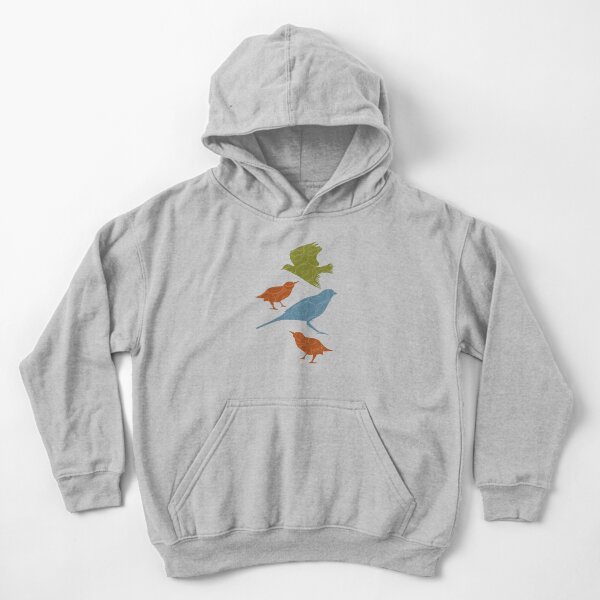 Colorful Birds and Doodles Kids Pullover Hoodie