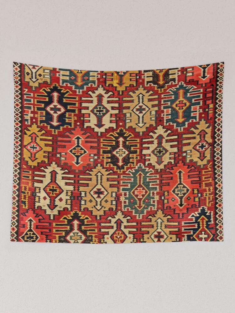 Antique Turkish Kilim Tribal Rug Print