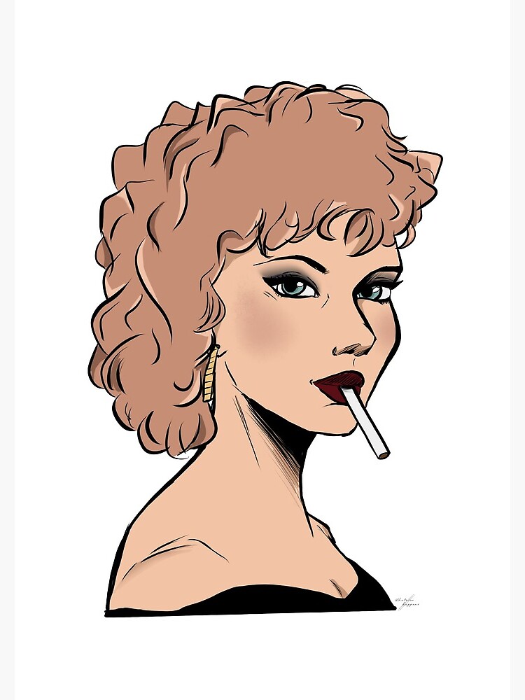 sandy grease cigarette Illustration fanart Sandy from Grease