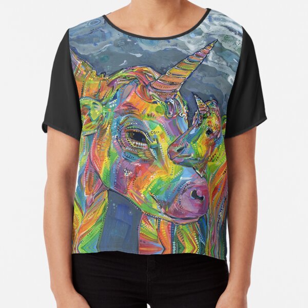 Rainbow Unicow Mom and Baby Painting - 2020 Chiffon Top