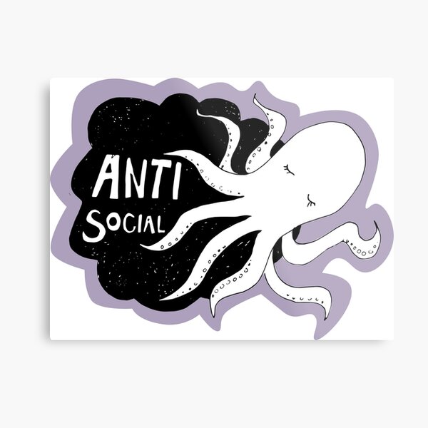 Anti-Social Octopus Metal Print
