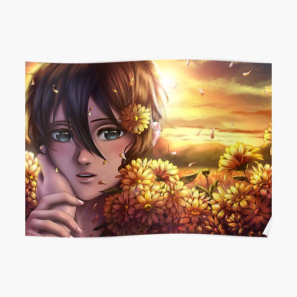 Mikasa and yellow Daisies Poster