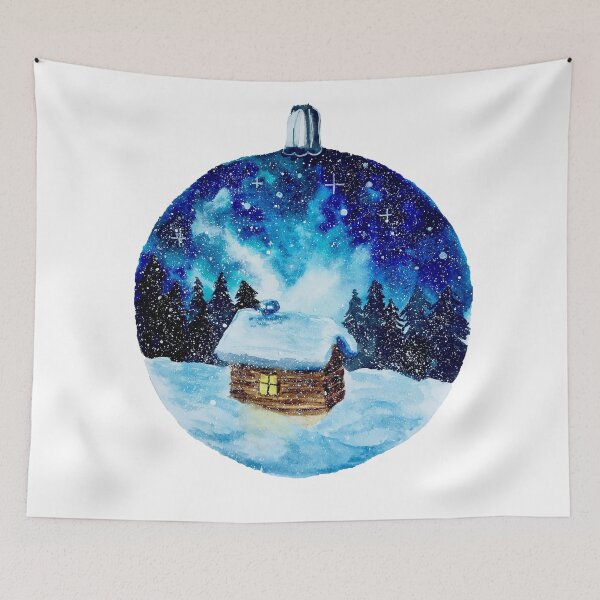 Item preview, house in the forest, frosty winter night  designed and sold by DaryaGeft.