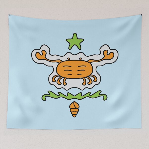 Item preview, Cute Cartoon crab with star and conch, sea creature - Orange and Green designed and sold by Twist Design.