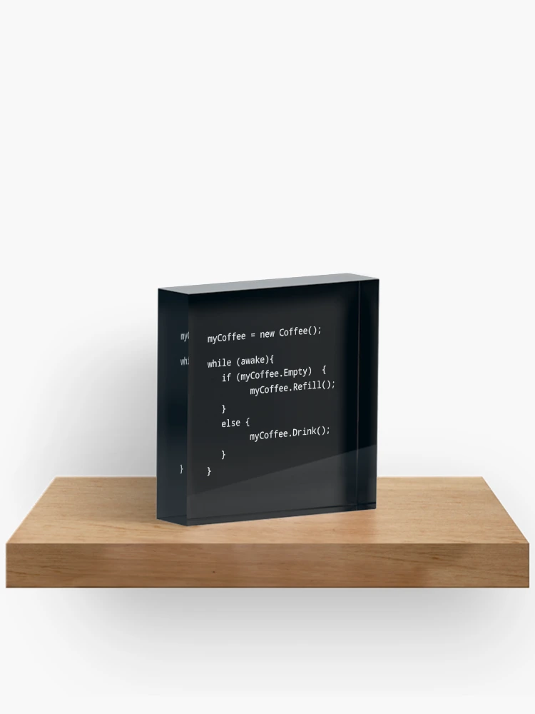 Thumbnail 2 of 5, Acrylic Block, Programmer Coffee Java Code designed and sold by Beepymallow.