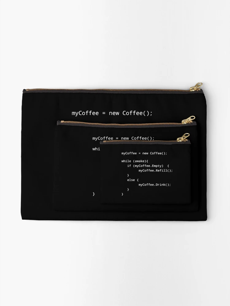Thumbnail 2 of 4, Zipper Pouch, Programmer Coffee Java Code designed and sold by Beepymallow.