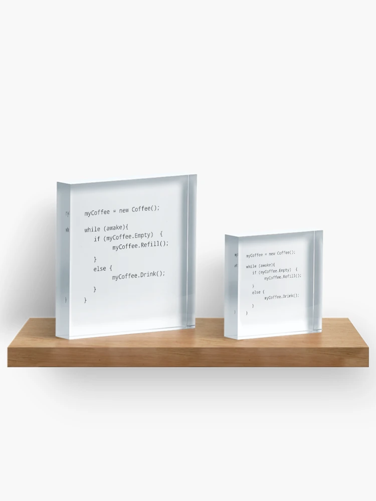 Thumbnail 3 von 5, Acrylblock, Programmierer Kaffee Java Code designt und verkauft von Beepymallow.